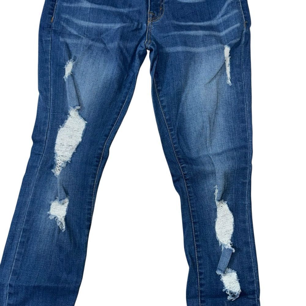 refuge Dark Wash Blue Skinny Distressed Stretchy Jeans with pockets size 6 - Picture 7 of 12